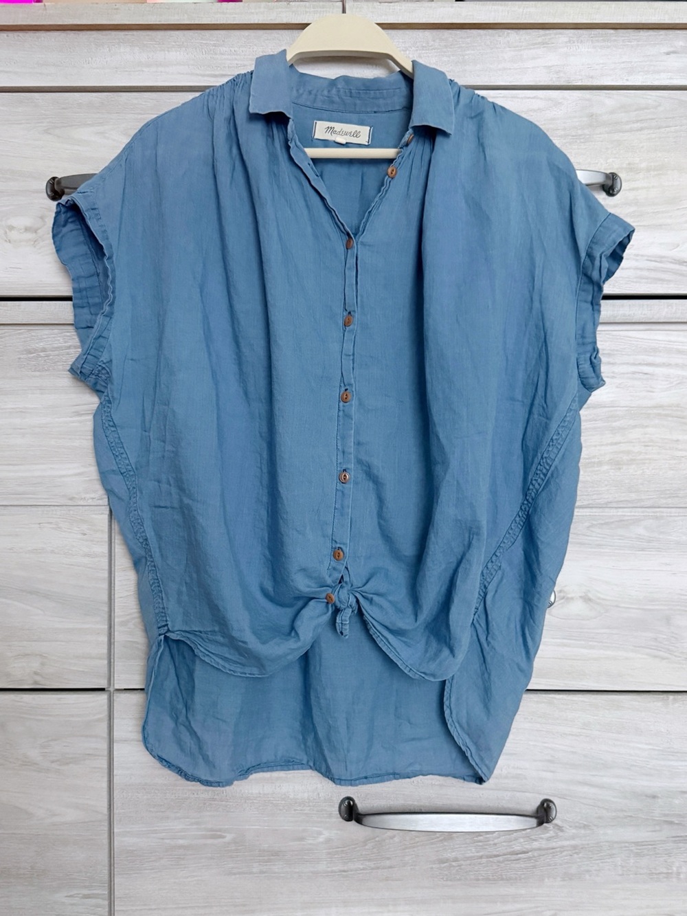 Madewell Denim Chambray Tie Front Button Down Women’s Small